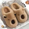 Pantuflas de Algodón para Niños Capibara Niños 2026 Nuevo Otoño/Invierno Interiores Hogar Antideslizantes a Prueba de Olores Pantuflas de Algodón para Padres e Hijos