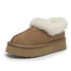 Botas de Neve Baixas e Curtas para Mulheres com Solas Grossas, Couro e Pelo Integrados, Novo Estilo de Inverno 2026, Sapatos de Algodão Peludos de Inverno para Calçar Facilmente