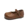 Novidade Outono 2026 Sapatos de Princesa Trançados para Meninas Pequenas, Sapatos Simples de Couro para Meninas Versão Coreana, Sapatos Baixos Individuais para Crianças Pequenas
