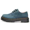Sapatos de Couro Audemars Piguet 1461 de Cano Baixo para Mulheres, Couro Genuíno, Azul Crazy Horse, Tamanho Grande Botas Curtas, Bico Redondo Sapatos Casuais de Trabalho Masculinos