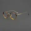 Armazón de Gafas Hecho a Mano Estilo Japonés de Titanio Puro Unisex Lo-102 Armazón Ovalado Retro de Acetato Bj Mismo Estilo de Armazón de Gafas