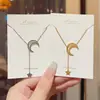 Collar de Estrella y Luna para Mujer, Gargantilla de Verano, Diseño de Nicho, Cadena para Clavícula de Estrella y Luna Estilo Ins, Collar Pequeño de Estrella de Acero de Titanio