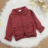 Roupas infantis primavera e outono meninas novo bebê menina babados cor sólida bebê crianças casaco de lapela uma geração de cabelo