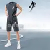 Conjunto de Regata Sem Mangas de Corrida Masculina de Secagem Rápida Transfronteiriço Roupas de Treinamento Físico Camisa de Basquete Conjunto de Duas Peças com Regata e Shorts de Verão