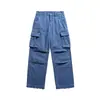 Pantalones Casuales Retro Estilo Americano Nanxia Nuevos Pantalones para Hombre Lavado Pesado Pierna Recta Largos Multibolsillos Pantalones de Trabajo para Hombre