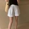 Pantalones cortos de algodón de alta calidad color calabaza para mujer, de verano, holgados, de cintura alta, combinables, informales, de trabajo, con pierna ancha.