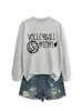 Mamá de Voleibol Amazon Ebay Estación Independiente Moda Versátil Deportes Sudadera para Mujer Otoño e Invierno Camiseta Interior