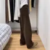Populares Jeans Retro Marrones Scimitar para Mujer, Nuevo Estilo Otoño e Invierno 2026, Pantalones de Pierna Recta, Pierna Ancha Super Adelgazantes para Cuerpo Tipo Pera