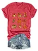 Amazon eBay sitio independiente camiseta casual de moda divertida para mujer de manga corta con diseños de perro, hoja, árbol, calabaza en algodón colorido
