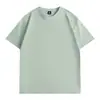 Camiseta Masculina de Verão Manga Curta Cor Sólida Gola Redonda 190g, Estilo Exportação com Estampa de Logo, Camisa Casual Cultural Solta, Manga Curta