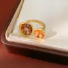 Anillo Abierto Geométrico Redondo Ovalado Incrustado de Diamantes, Anillo de Nicho de Alta Gama con Estilo Cortesano, Joyería de Mano Ligera de Lujo y Exquisita para Mujeres