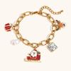 Pulseira Moda Transfronteiriça Europeia e Americana Fofa Aço Inoxidável Banhado a Ouro 18K Corrente Costurada Feita à Mão Pulseira com Pingente de Papai Noel