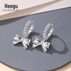 Hee Goo E2201 S925 Prata Bonito Doce Laço Fivela de Orelha Feminino Leve Luxo Elegante Design de Nicho Novos Brincos