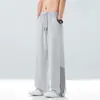 Calça de Seda de Gelo de Perna Reta para Homens, Calça Esportiva Casual de Malha Respirável Fina de Secagem Rápida para o Verão, Calça Larga Solta Plus Size