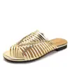 Sandalias planas de moda estilo europeo y americano para mujer, calzado casual de verano para exteriores, con tiras cruzadas y punta abierta, para la playa J1016-1