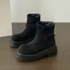 Hebilla de cinturón Maillard, botas cortas Martin de suela gruesa, nuevas botas western de gamuza, botas de jinete con plataforma para aumentar la altura para personas menudas