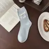 Calcetines de Algodón Absorbentes de Sudor para Mujer Primavera y Verano, Calcetines de Media Pantorrilla con Lazo Estilo Coreano, Calcetines Holgados Dulces con Dibujos de Cachorros