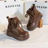 Comercio Exterior Invierno 2026 Nuevas Botas Martin de Suela Gruesa Estilo Británico Cálidas de Moda Casual Versátiles Botines Marrones Zapatos para Mujer