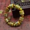 Pulsera de Ágata Amarilla Chalcedonia Ojo Amarillo Dzi de Xizang Tianyan, Dzi de Longan en Una Línea, para Hombres y Mujeres, Suministro al por Mayor