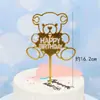 Enfeite de Acrílico Dourado para Bolo Plug-in Decoração de Festa Feliz Aniversário Loja de Confeitaria Aplicável