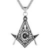 Personalidad Europea y Americana Retro Colgante Masónico de Diamante Collar de Acero Titanio para Hombre Joyería para Ropa Accesorios Colgantes Cadena de Lana
