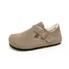 Zapatos tipo Birkenstock de pedido pequeño hechos a medida, completamente de piel, unisex, color gris vintage, piel genuina, suela gruesa, sin cordones