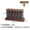 Botella Dispensadora Vertical de Granos de Café con Tapa de Madera, Frasco de Almacenamiento Sellado de Vidrio, Base de Exhibición de Granos de Café de Madera Maciza Color Nogal