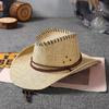 Sombrero de paja jazz de ala grande para mujer, ideal para verano, viajes al aire libre, protección solar, montañismo, vaquero occidental de moda para hombre.