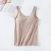 Chaleco Acolchado en el Pecho con Cinturón de Algodón para Mujer, Copa Única, Tirante, Ajustado, Camiseta Interior Base, Tirante Ancho en el Hombro, Sujetador, Ropa Interior, Cuello en U