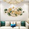 Relógio Novo Relógio de Parede Chinês Sala de Estar Doméstico relógio de parede Fundo de Folha de Ginkgo Pintura Decorativa de Parede Criativo Relógio de Parede