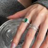 Anillo ancho con textura verde de alta calidad para mujer, diseño de nicho, ligero, lujoso y a la moda, con plumas apiladas.