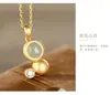 Colgante redondo de plata esterlina S925 con marca, jade azul, jaspe rojo del sur, incrustado con personalidad natural, moda, pequeño, fresco, collar con colgante, adornos