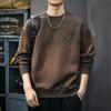 Sudadera Pesada 360g Retro Degradado Lavado Cuello Redondo para Hombre, Otoño Estilo Americano Holgada Casual Moderna Manga Larga
