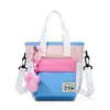 Bolsa balde fofa e estilosa versátil em retalhos de cor macaron para meninas, nova bolsa transversal color block leve 2026, moderna