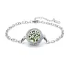 Pulsera de acero titanio con incrustaciones de diamantes calada tipo hilo de aromaterapia para difusión de aceites esenciales Pulsera con patrón de árbol de la vida europeo y americano venta al por mayor