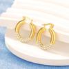 Pendientes de Nicho Modernos con Media Cara Incrustados de Diamantes en Forma de U de Acero Inoxidable Pulido Dorado Fabricante Pendientes Versátiles de Venta Caliente