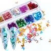 Suministro transfronterizo joyería para arte de uñas mariposa 12 colores 5 mm láser degradado color mágico escama joyería mariposa ins