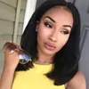 Peluca Nueva Europea y Americana para Mujer con Raya Media Cabeza Bobo con Hebilla Interna Cabello Liso de Longitud Media Fibra Química Set de Cabeza Bobo con Cabello de Fábrica Listo para Enviar
