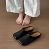 Meias-pantufas Fechadas Versáteis Retrô para Mulheres, Chinelos Casuais Quadrados Confortáveis de Solado Macio, de Calçar
