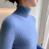 Capa base de cachemira para mujer, suéter de punto ajustado de cuello alto para otoño e invierno con cuello superpuesto, suéter de punto de manga larga para usar en capas