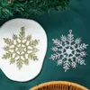 Decoração de pingente de floco de neve com glitter de Natal Acessórios para árvore de Natal Pingente de floco de neve dourado e prateado Adereços de layout de cena