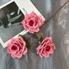 3 cabezas capuchino rosa rosa simulación red de rosas rojo neto manta rosa retro europeo de alta gama decoración de coche de boda