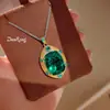 Colar pingente vintage italiano em ouro bicolor verde Paraíba, brincos europeus e americanos resistentes cravejados de diamantes e anel feminino com pedras coloridas