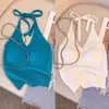 Camisola halter estilo retro de Hong Kong para mujer, moda dopamina de verano, estilo de deseo puro, top sin mangas con espalda bonita