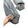 Jeans con estampado de bambú rayo para hombre, nuevo estilo de verano, corte recto holgado, vibra retro americana de alta calle, pantalones largos ligeramente acampanados
