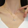 [Acero de Titanio] Zircón Rosa Temperamento Lujoso Ligero Collar Magnífico de Diamantes Completos Femenino Celebridad de Internet Más Fácil de Combinar Cadena Clavícula Cadena de Acero de Titanio