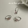 Onihan S925 Sterling Silver Transfer Beads Anel Doce Moda Coreana Feminino Morango Cristal Anel Gatinho Bonito