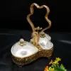 El Fabricante de Origen Suministra Directamente Cajas Doradas con Forma de Corazón de Dos Compartimentos para Frutos Secos y Admite Envíos Transfronterizos