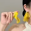 Aretes Tejidos de Tela Estilo Resort en Isla con Flor para Mujer, Modernos, Dulces, de Aspecto Elegante, Aretes Largos de Flor y Perla