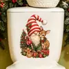 Gnomo Goblin Cervo Sem Rosto de Natal Decoração Adesivo para Tampa de Vaso Sanitário Banheiro Assento de Vaso Sanitário Decoração Adesivo de Atmosfera Festiva